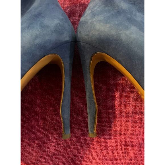 NICHOLAS KIRKWOOD Stiletto Suede Boot w Wavy Heel Blue Belted Size 39 9 ITALY - Picture 4 of 5